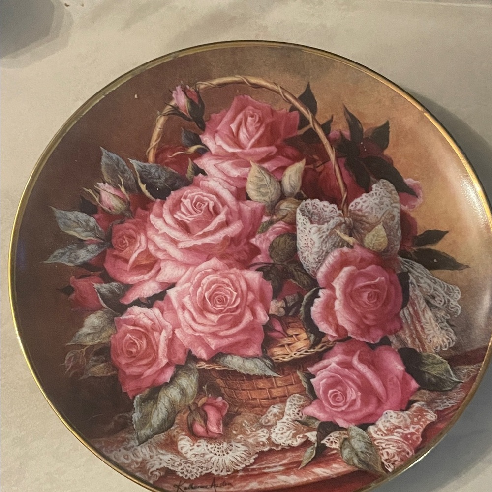Limited Edition Plate with Pink Roses/ Grace De Monaco